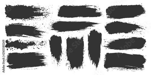 A collection of diverse, grunge-style brush strokes and splatter textures, rendered in a dark, abstract aesthetic.