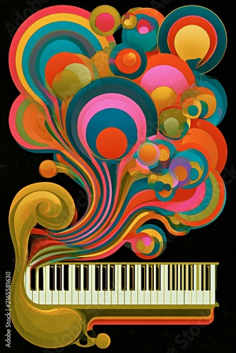 Psychedelic Piano Waves in Retro Seventies Style
