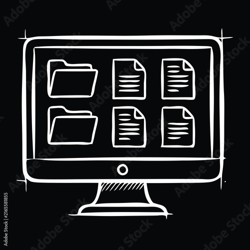 Digital File Management Folder Organization on Computer Screen Illustration