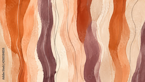 Abstract watercolor wavy stripes in warm earthy tones