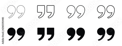 Quotation marks icons, inverted comma symbols representing dialogue, speech, communication, typography, written text, citations, quotes, and editorial design.