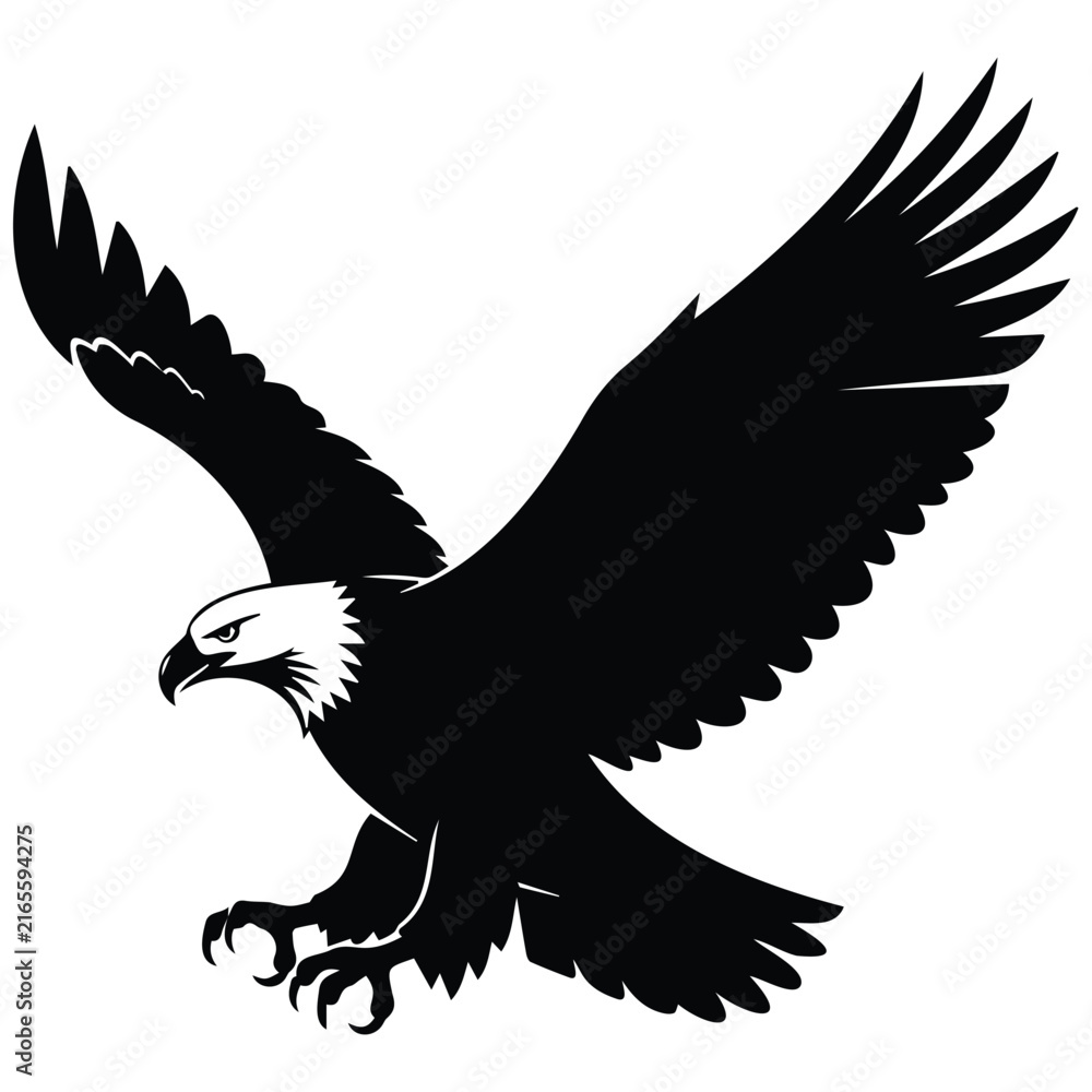 Fototapeta premium Detailed eagle landing vector silhouette illustration for sports mascot and emblem design.