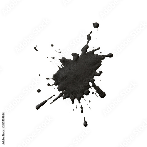 Thick black ink blot with irregular edges