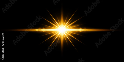 Golden Starburst Firework Explosion with Sparkler Sparks and Bright Golden Light for New Year Celebration, Christmas Holiday Party, Festive Abstract Pyrotechnic Background on Black Night Sky