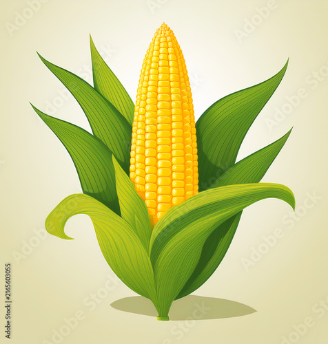 A drawing of fresh sweet corn, with green ears.