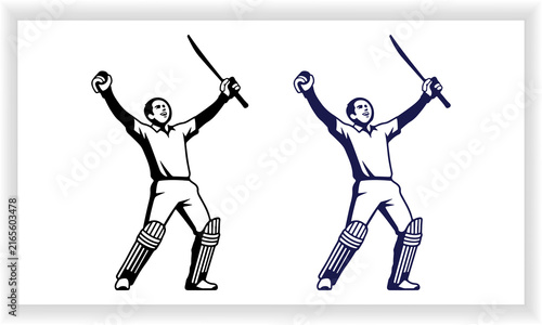 Cricket player celebrating century victory silhouette sports match tournament competition