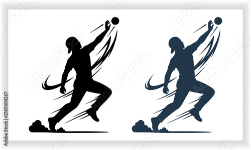 Cricket fast bowler delivery action silhouette sports match tournament competition