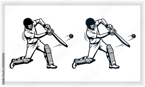 Cricket batsman lofted shot action silhouette sports match tournament game