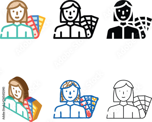 Foto colorist designer woman job color icon vector