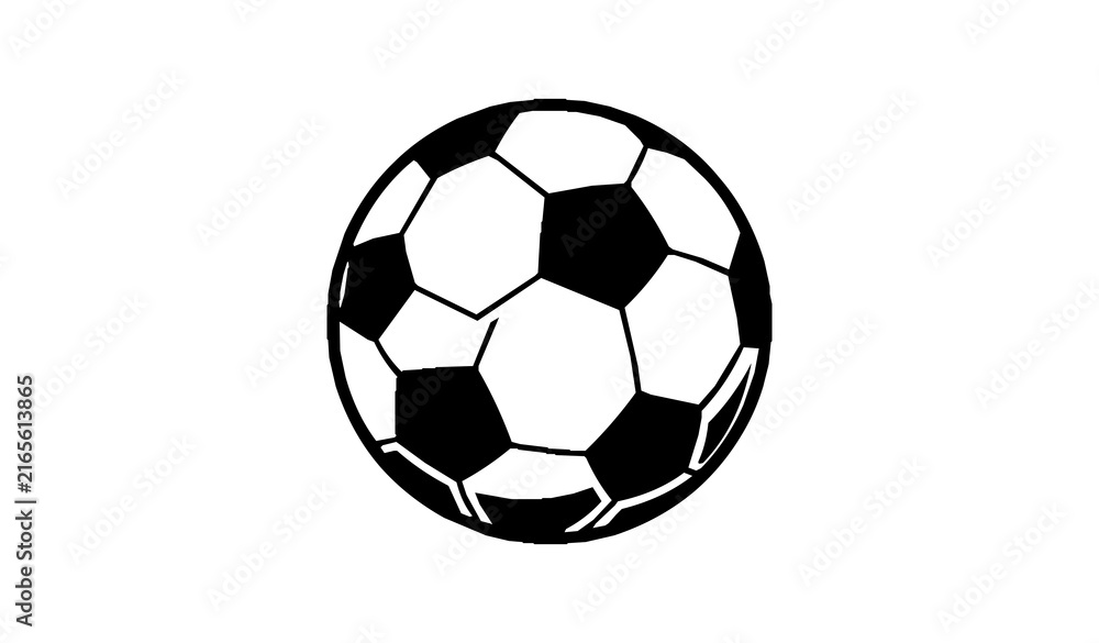 Fototapeta premium Football Soccer Ball Isolated Black White Silhouette Vector Icon