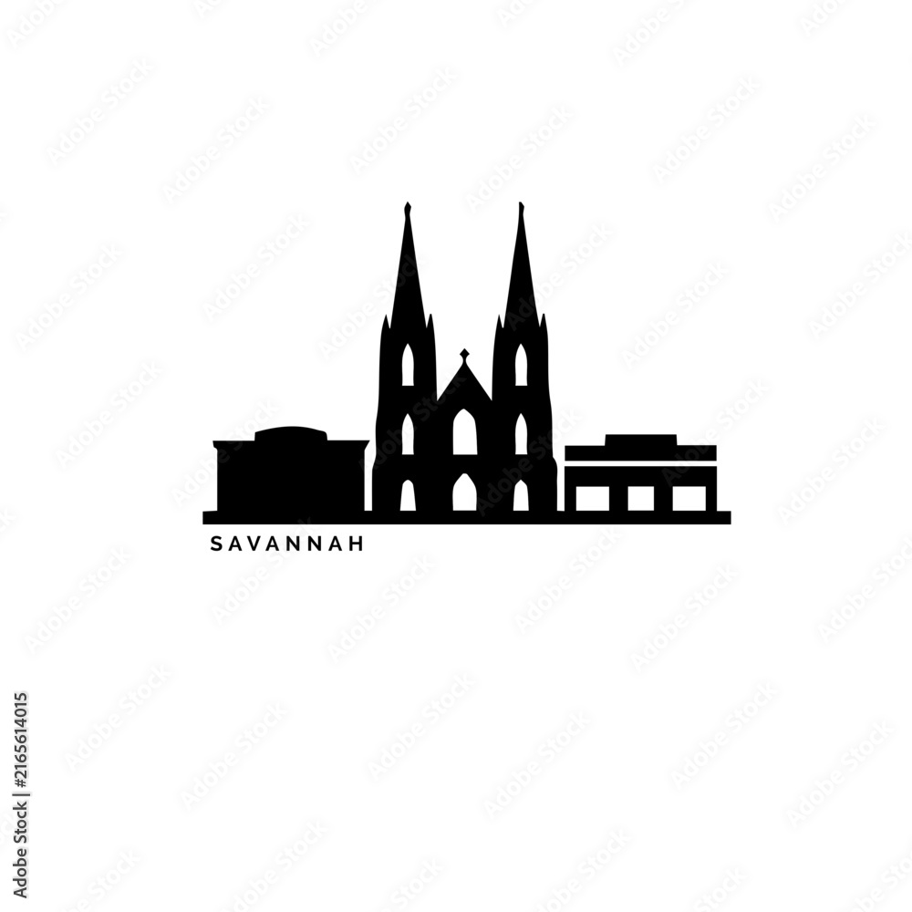 Fototapeta premium Savannah Skyline Solid Vector Icon