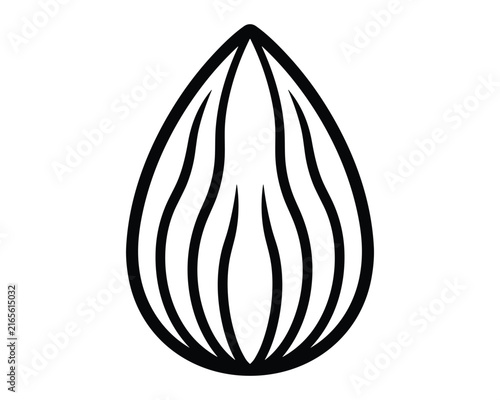 Single almond nut icon line drawing for healthy food