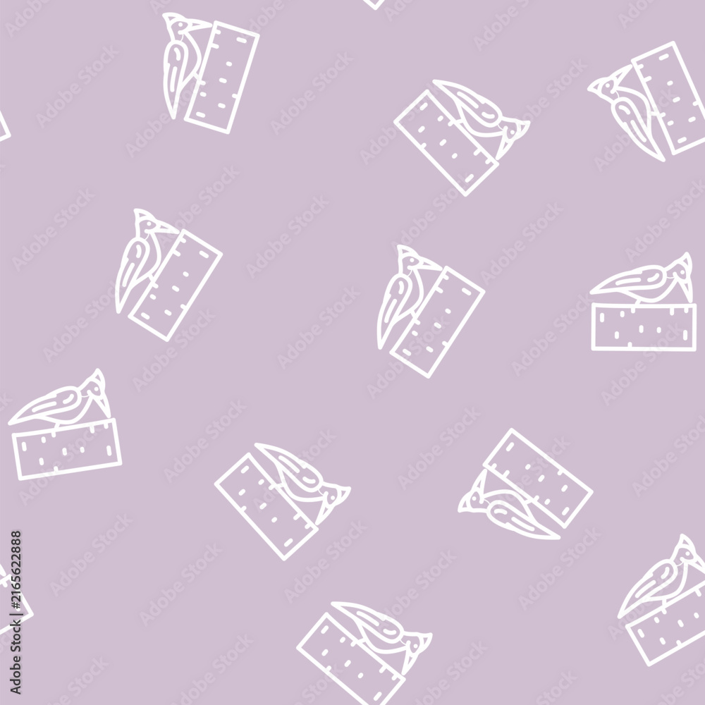 Naklejka premium woodpecker bird line seamless pattern woodpecker bird thin line illustration