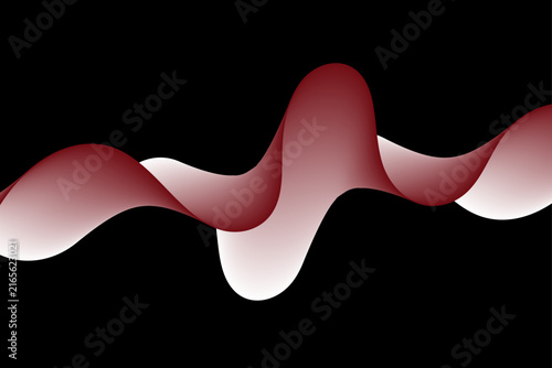 Abstract flowing red ribbon shape against a dark black background with highlights