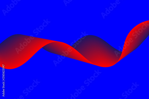 Abstract red wave on a vibrant blue background digital art illustration