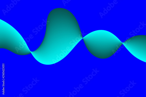 Abstract turquoise wave form against a vibrant deep blue background digital illustration