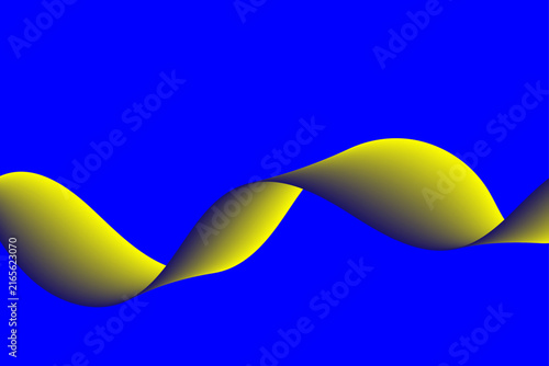 Abstract golden twisted form against a vibrant blue background digital illustration