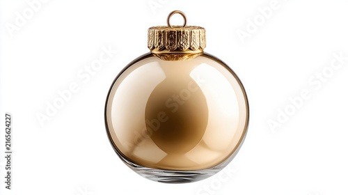 Shimmering golden christmas ball isolated on white