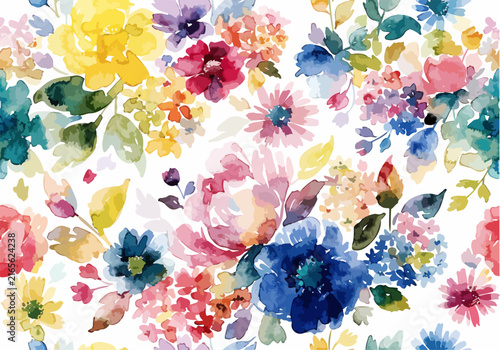 Painterly Garden Blooms in a Fresh Botanical Watercolor Pattern