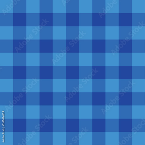Royal blue and azure classic gingham plaid seamless pattern. Flat geometric checkered vector background. Elegant nautical marine design for summer fashion, business shirts and premium packaging.