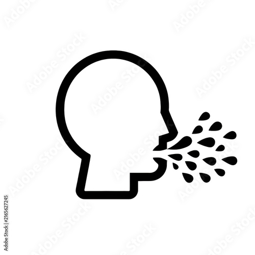 Outline of a human head exhaling mist droplets isolated on a transparent background
