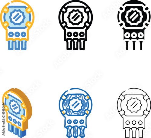 Foto potentiometer electronic component color icon vector