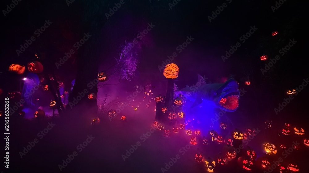 Naklejka premium Illuminated Jack-O'-Lantern Display at Jack-O'-Lantern Spectacular, Roger Williams Park Zoo