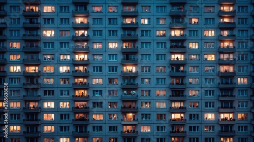 City lights illuminate countless apartments at night