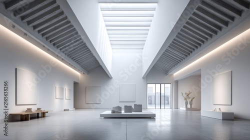 Elegant modern gallery space showcasing clean design aesthetics