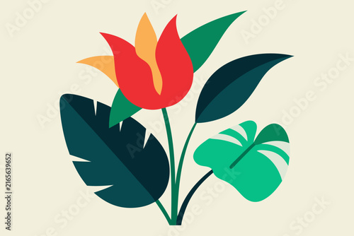 Stylized Anthurium And Heliconia In Modern Layout
