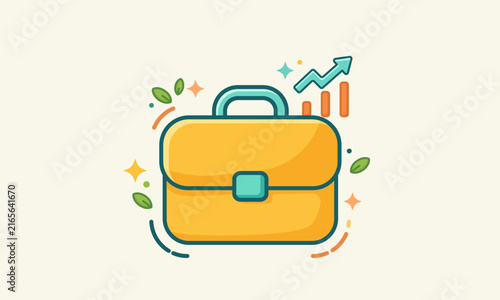 cartoon cute icon business briefcase vector
