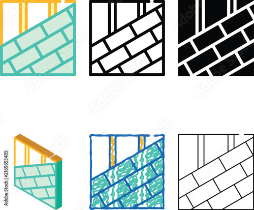 roof tiles laying variations color icon vector. roof tiles laying sign. isolated symbol illustration