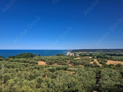 Panoramic aerial view of the Trabocchi coast in Abruzzo