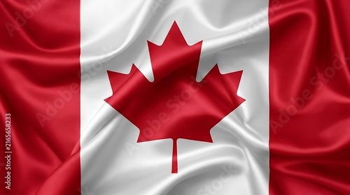 Canadian flag waving with soft fabric texture