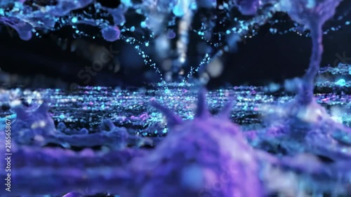 Abstract Digital Network of Glowing Particles and Connections.