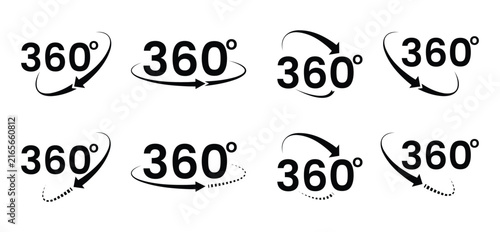 Set of 360 degree rotation icons vector illustration
