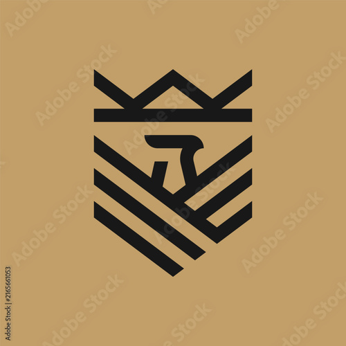 Phoenix Shield Crown Logo. Modern Eagle Hawk Falcon Bird Symbol Element Vector Design Template.