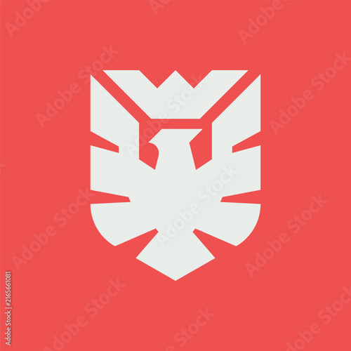 Phoenix Bird Shield Crown Logo. Modern Eagle Hawk Falcon Symbol Element Vector Design Template.