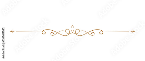 Golden vintage swirl divider and ornamental calligraphic flourish
