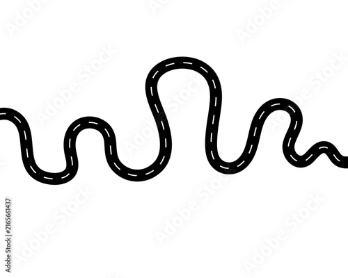 Winding Road Map Route. Curved Highway Path. Journey Direction Track. Abstract Vector Illustration