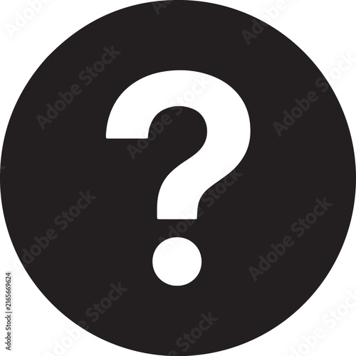 White question mark icon centered inside a circle isolated on a plain white background