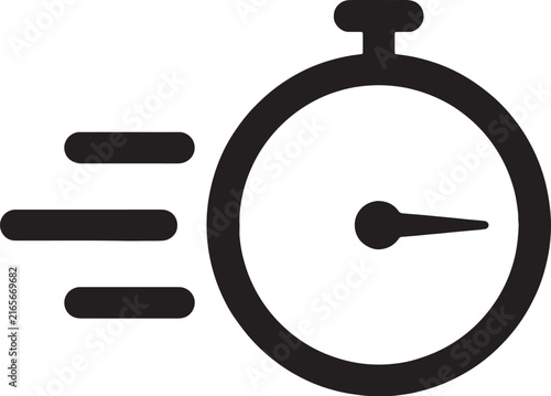 A minimalist blue icon of a fast moving stopwatch representing speed efficiency and time management concepts
