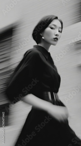 Stylish Monochrome Portrait of Fashion Model in Vintage Clothing