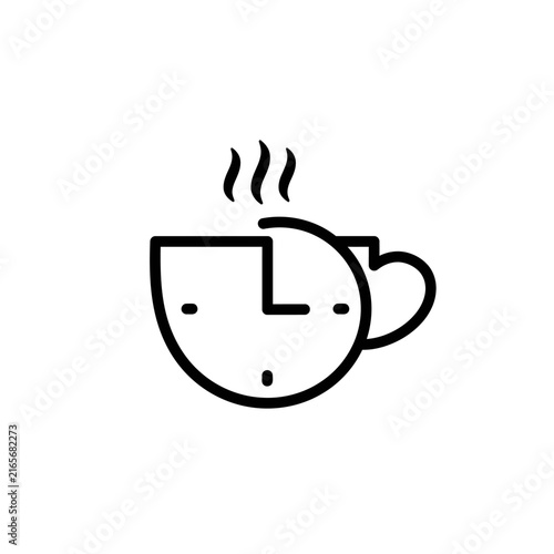 Creative Coffee Cup Clock Icon Symbolizing Time Management and Productivity.