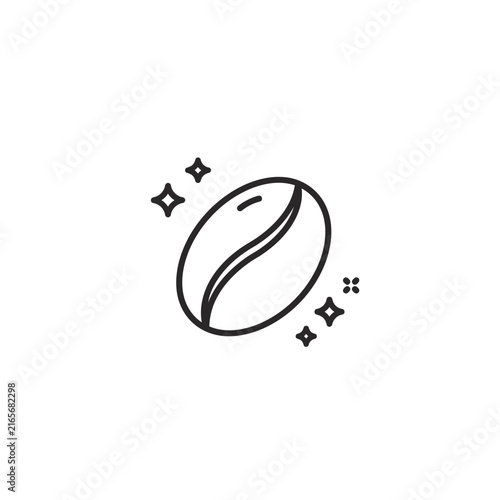 Elegant Coffee Bean Icon with Sparkling Accents.
