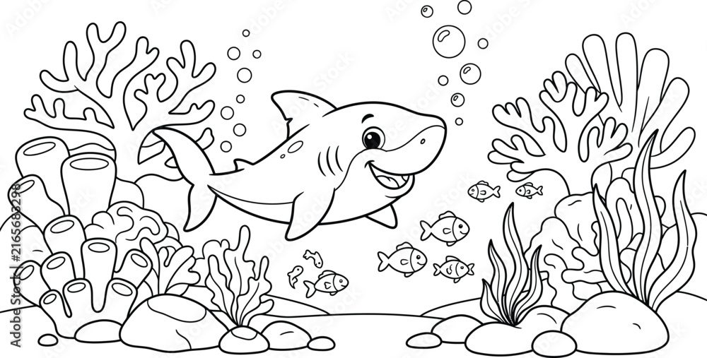 Fototapeta premium A delightful coloring page featuring a playful kitten exploring a lush garden filled with beautiful flowers and interesting rocks