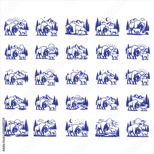 PrintBison SVG Bundle Buffalo with Calf