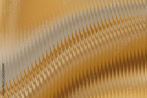 Abstract golden ribbed fabric texture background featuring diagonal repeating striped wave patterns
