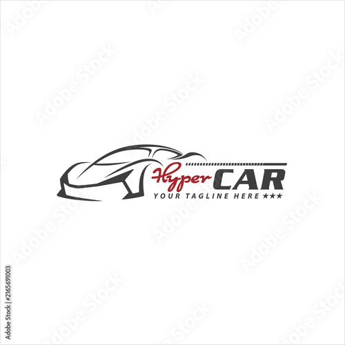 Line Art Automotive Automobile Sport Hyper Car Logo Design Illustration