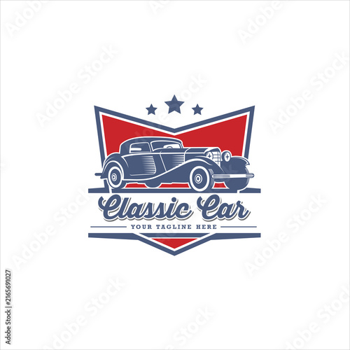 Badge Emblem Style Vintage Automotive Antique Classic Car Logo Design Illustration